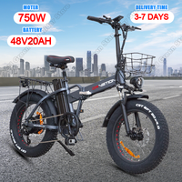 DRVETION AT20 Folding Electric Bicycle 750W Motor 48V20AH Samsung Battery Electric Bicycle 20*4 inch Fat Tire with Basket E Bike