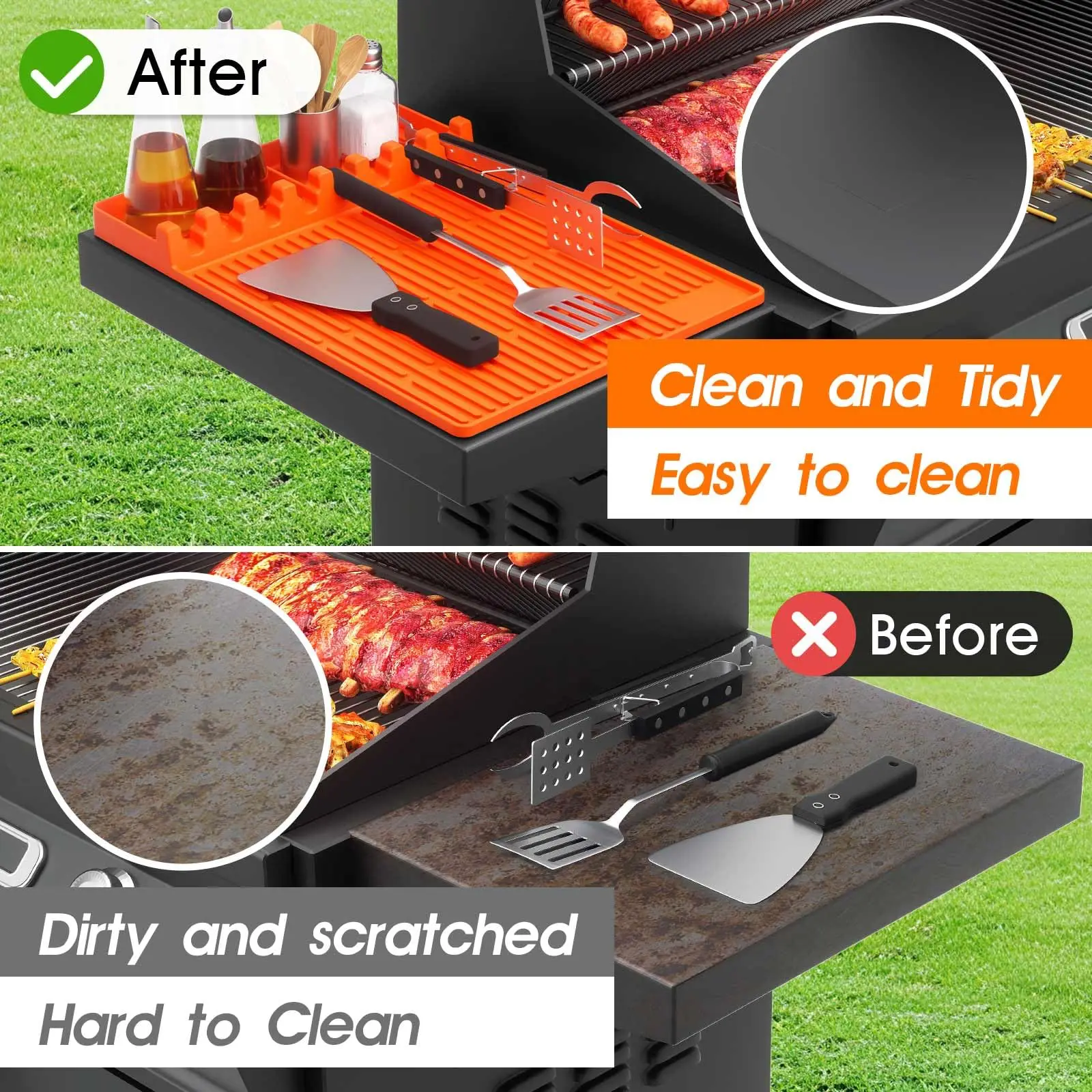 حصيرة أدوات صينية من السيليكون لبلاكستون، مقاس 16 بوصة × 11.5 بوصة، سهلة التنظيف ومقاومة للحرارة وغير لاصقة ومضادة للانزلاق، ملحقات صينية #3