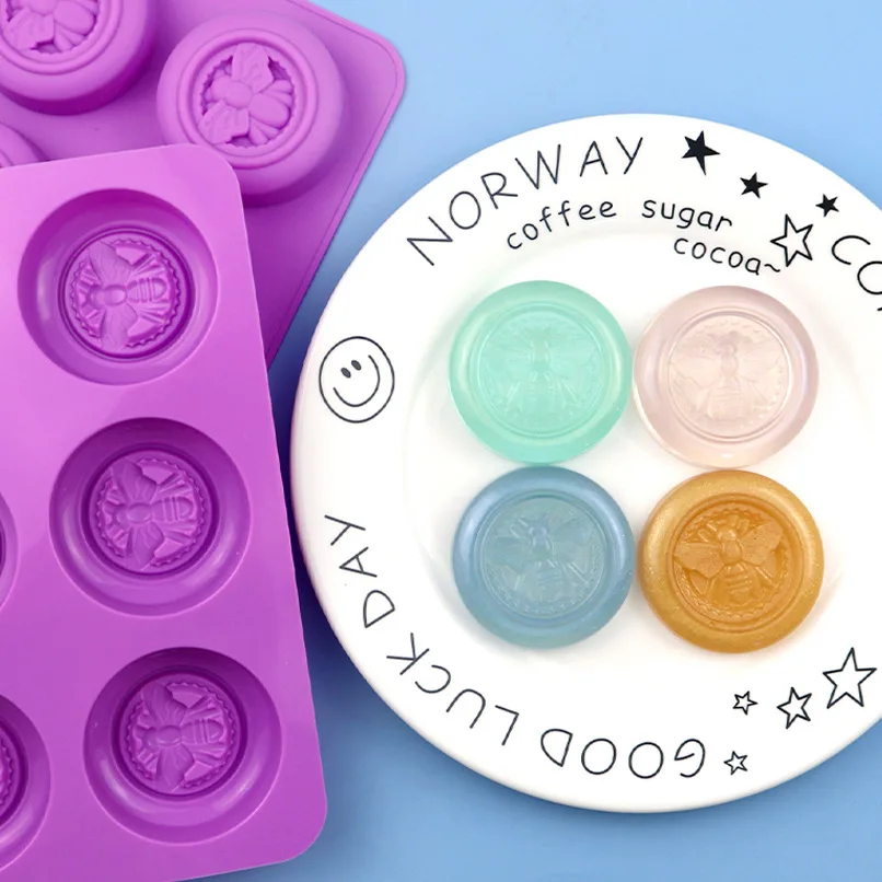Wholesale 6 Round Bee Silicone Cake Mold, Creative Handmade Soap Mould DIY Jelly Pudding Dessert 345