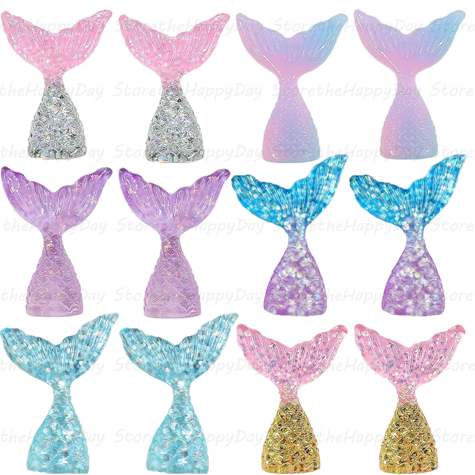 12pcs Mermaid Tail Cake Toppers Acrylic Mermaid Tail Cupcake Topper for Mermaid Birthday Party Decoration Baby Shower Supplies