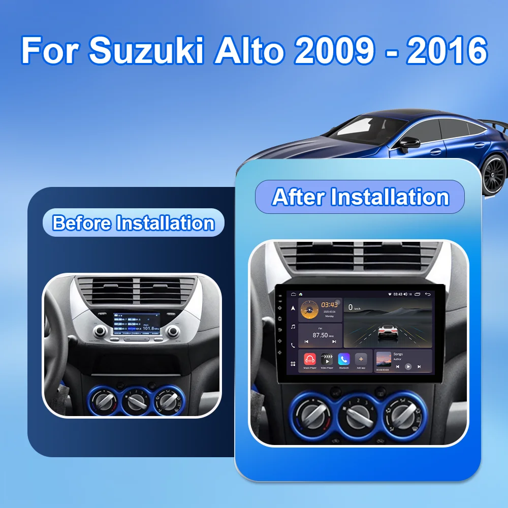 أندرويد 15 راديو السيارة ستيريو لسوزوكي ألتو نيسان بيكسو 2009 - 2017 السيارات مشغل وسائط متعددة نظام تحديد المواقع والملاحة ستيريو 4G Carplay السيارات #2