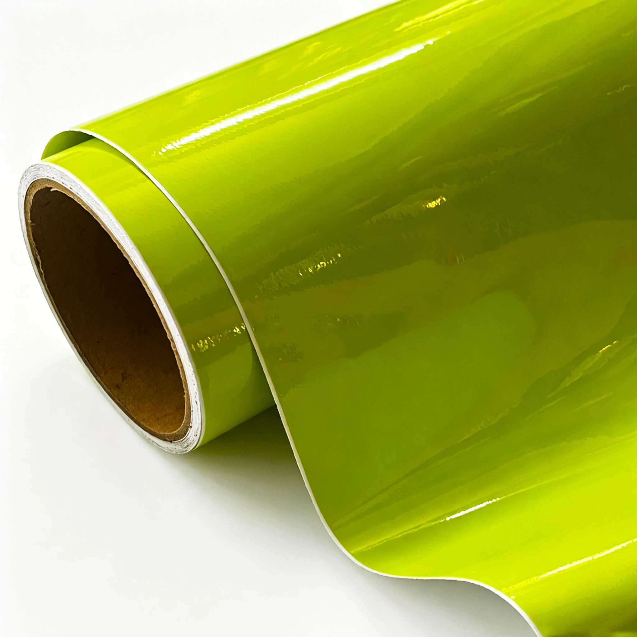 Klassische glänzende zitronengrüne PVC-Vinylfolie mit Luftkanälen, selbstklebend für Auto- und Motorradfolierung, DIY-Aufkleber