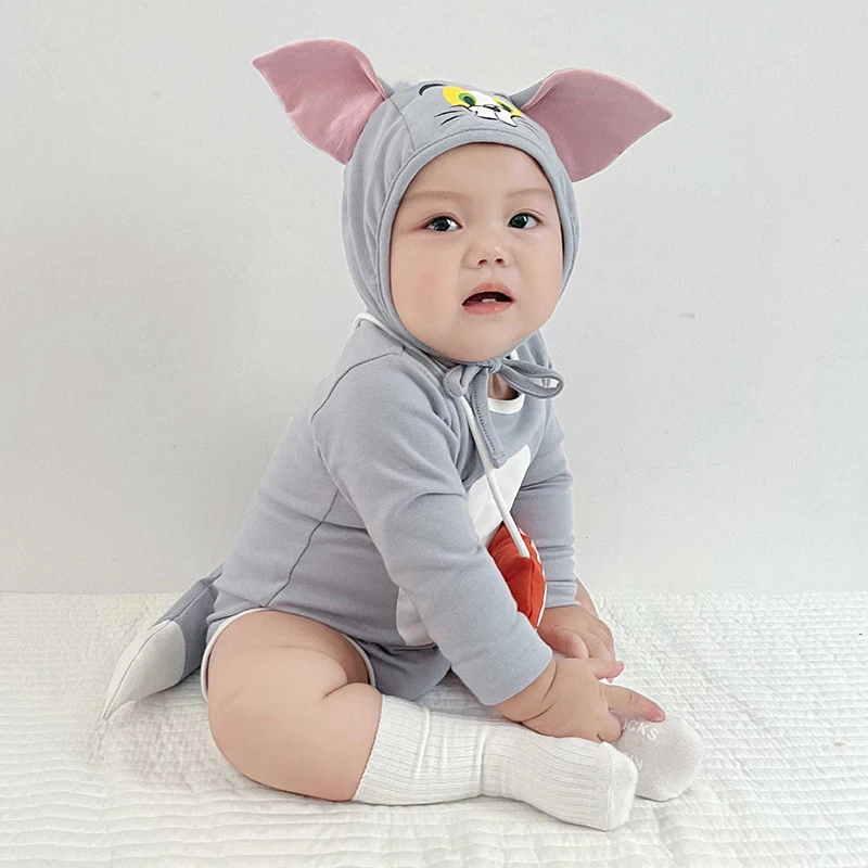 Unisex Kinder-Maus-Kostüm, Overall, Niedlicher Grauer Katzen-Strampler mit Hut für Babys und Kleinkinder, Halloween-Kostüm für Kinder – Detail 3