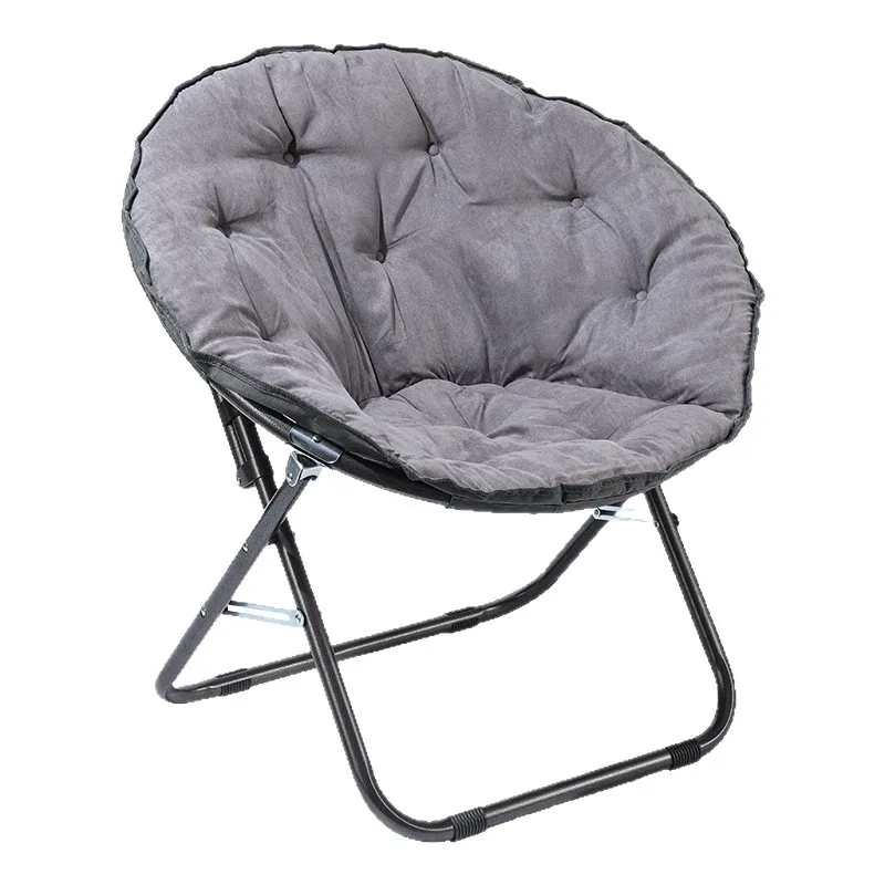 Moon Chair Metal Frame Plush Fabric Folding Lounger With Backrest For Pregnant Women Balcony Home Use Foldable Chair