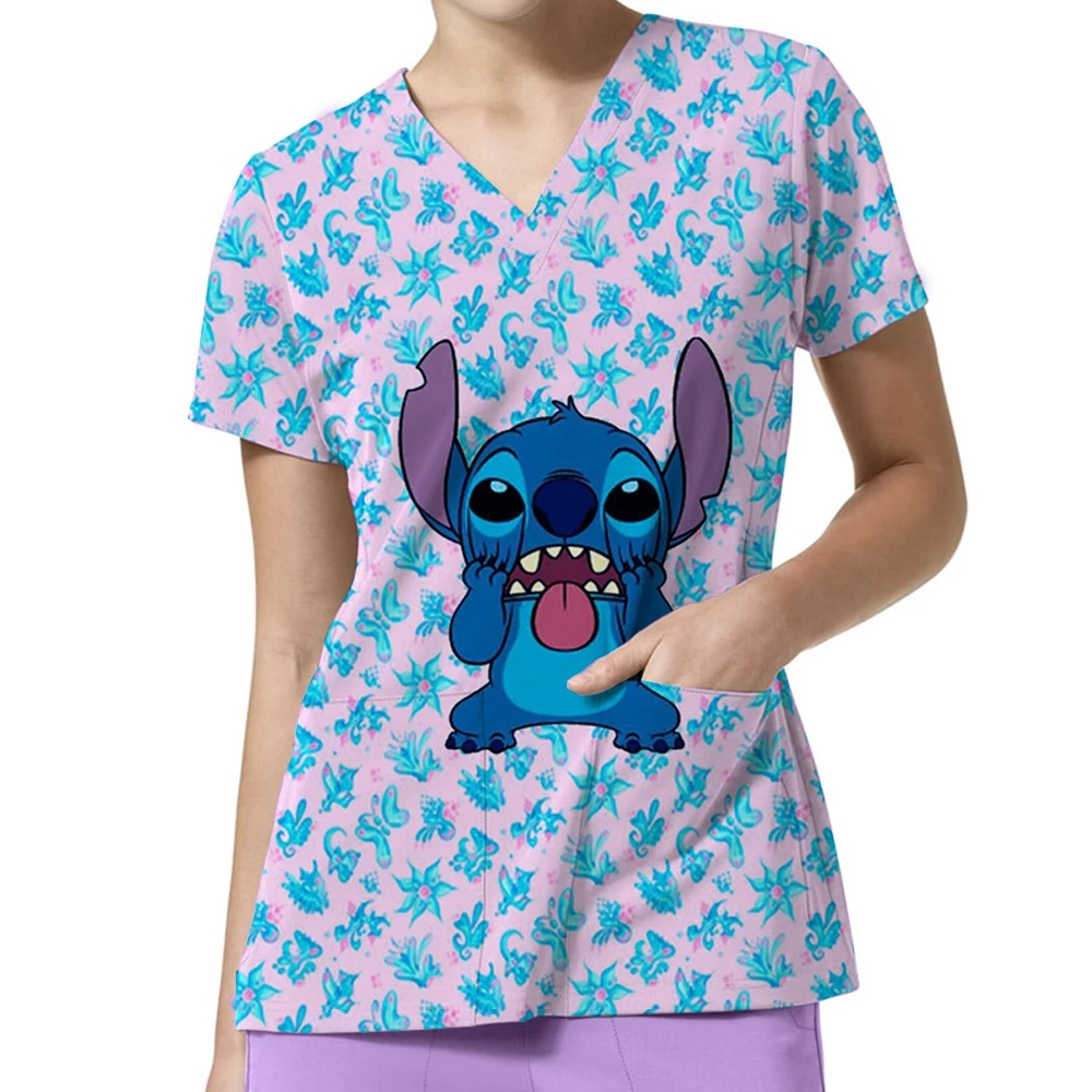 

Nurse Uniforms Women Merry Christmas Print Short Sleeve Stitch Scrubs Working Medical Blouse Overalls Uniforms Medical Nursing