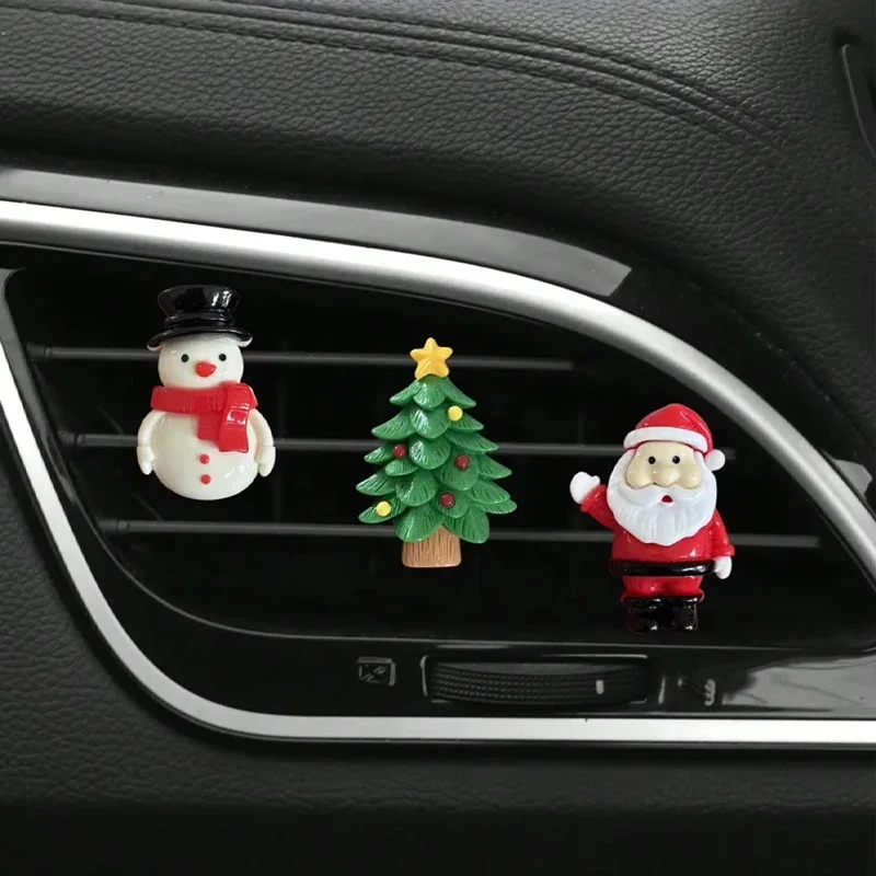 Santa Claus Elk Bell Resin Aromatherapy Clip, 3D Christmas Car Air Outlet Aromatherapy Clip, Car Interior Accessories