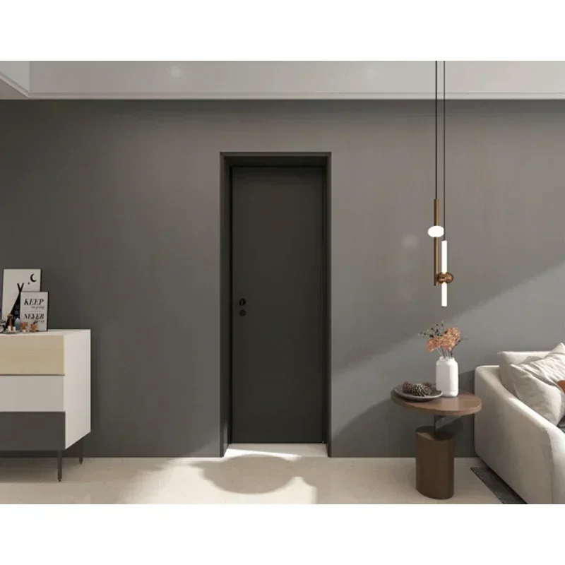 

#Wish 2024 New Interior Hinged Solid Wood Door melamine Bedroom Frameless Hidden Door Invisible Set Wooden Door