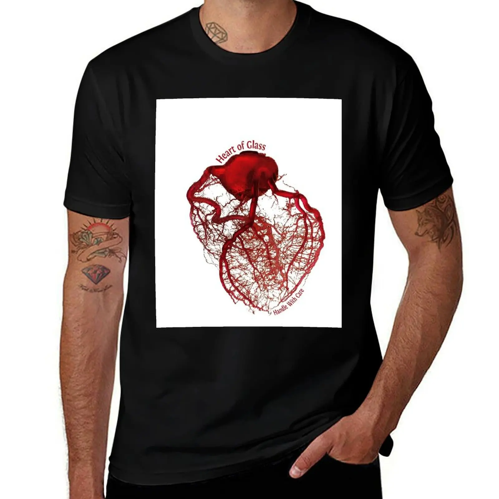Heart of Glass- Handle With Care T-Shirt Casual Fashion Print Tee Top T-Shirt
