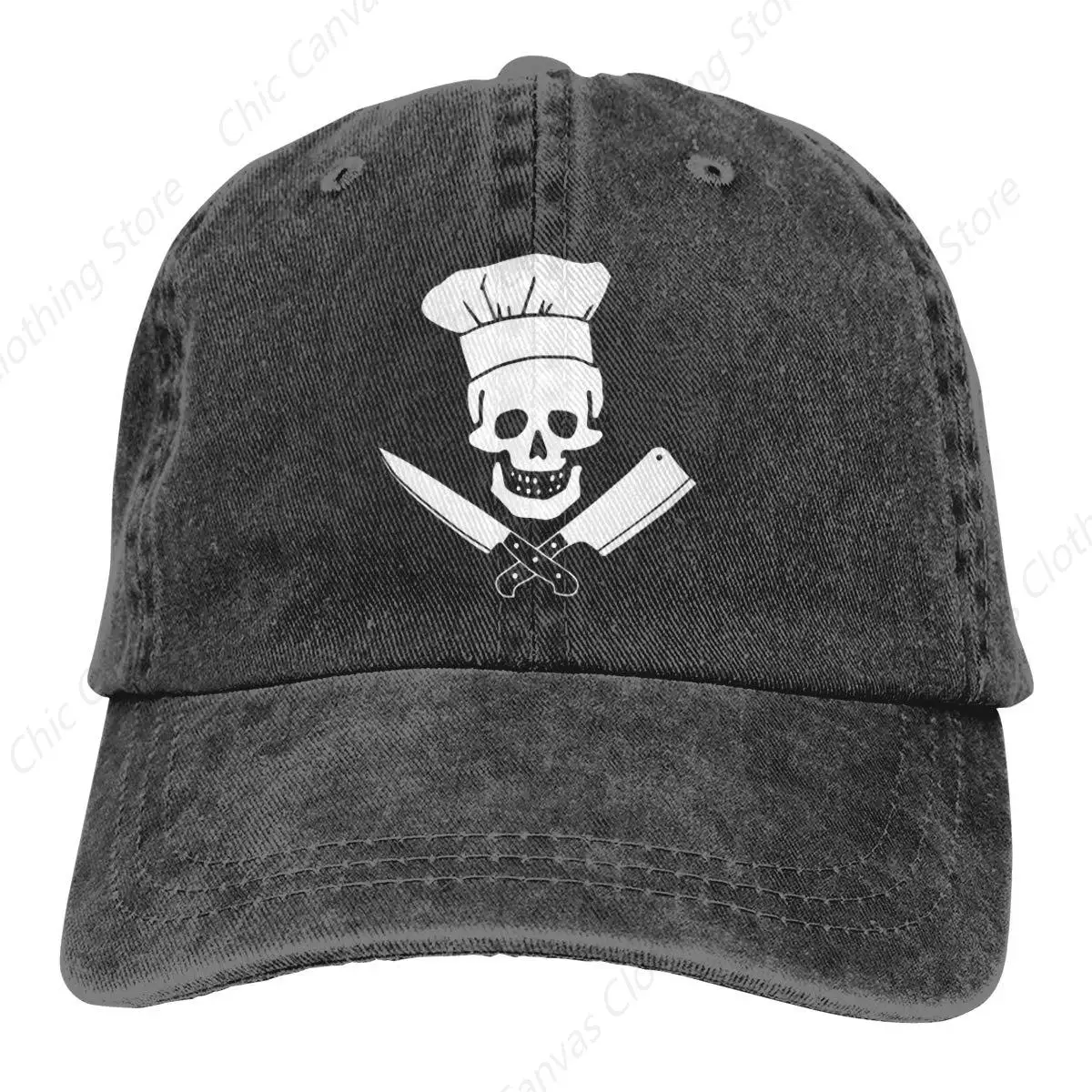 

Chef Cooking Skull Vintage Baseball Cap Pure Cotton Cap Fashion Adult Snapback Cap Men Women Four Seasons Adjustable Hat