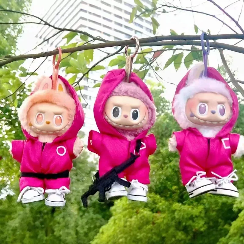 Squid Jumpsuit Set 15 17cm For Labubu Doll Cosplay Costume Mask Shoes Assault Suit Accessories Korean Kpop Idol Doll DIY Toy
