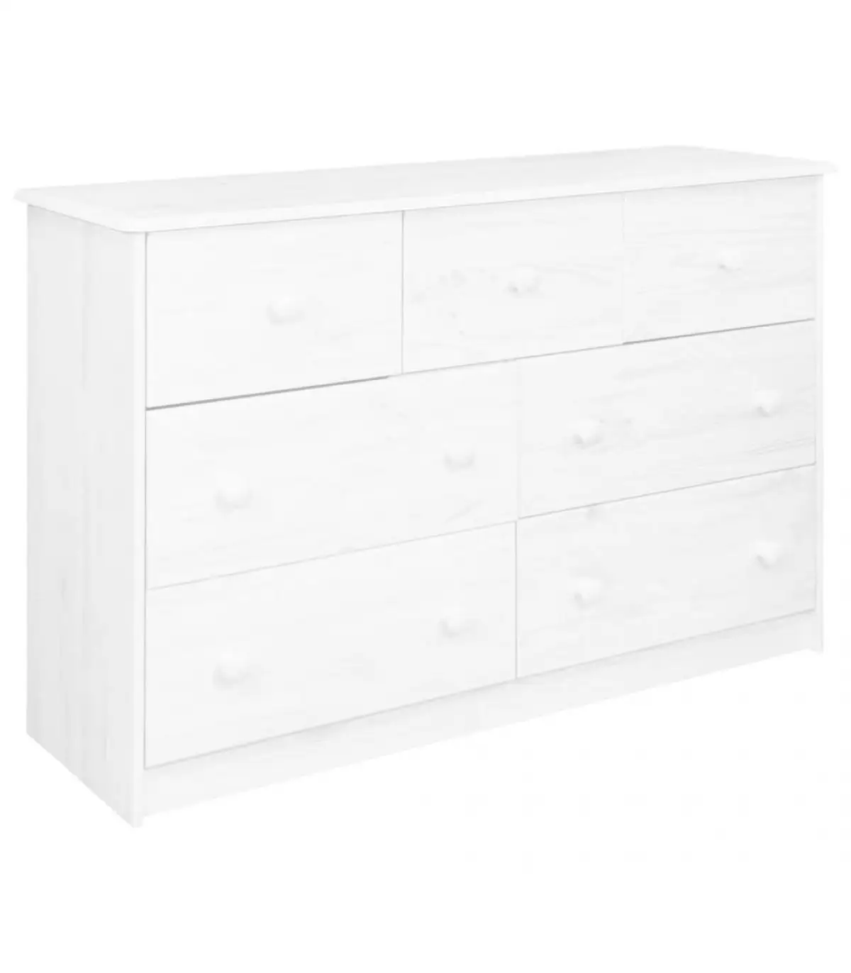 7 drawer sideboard solid wood pine White 113x35x73 cm