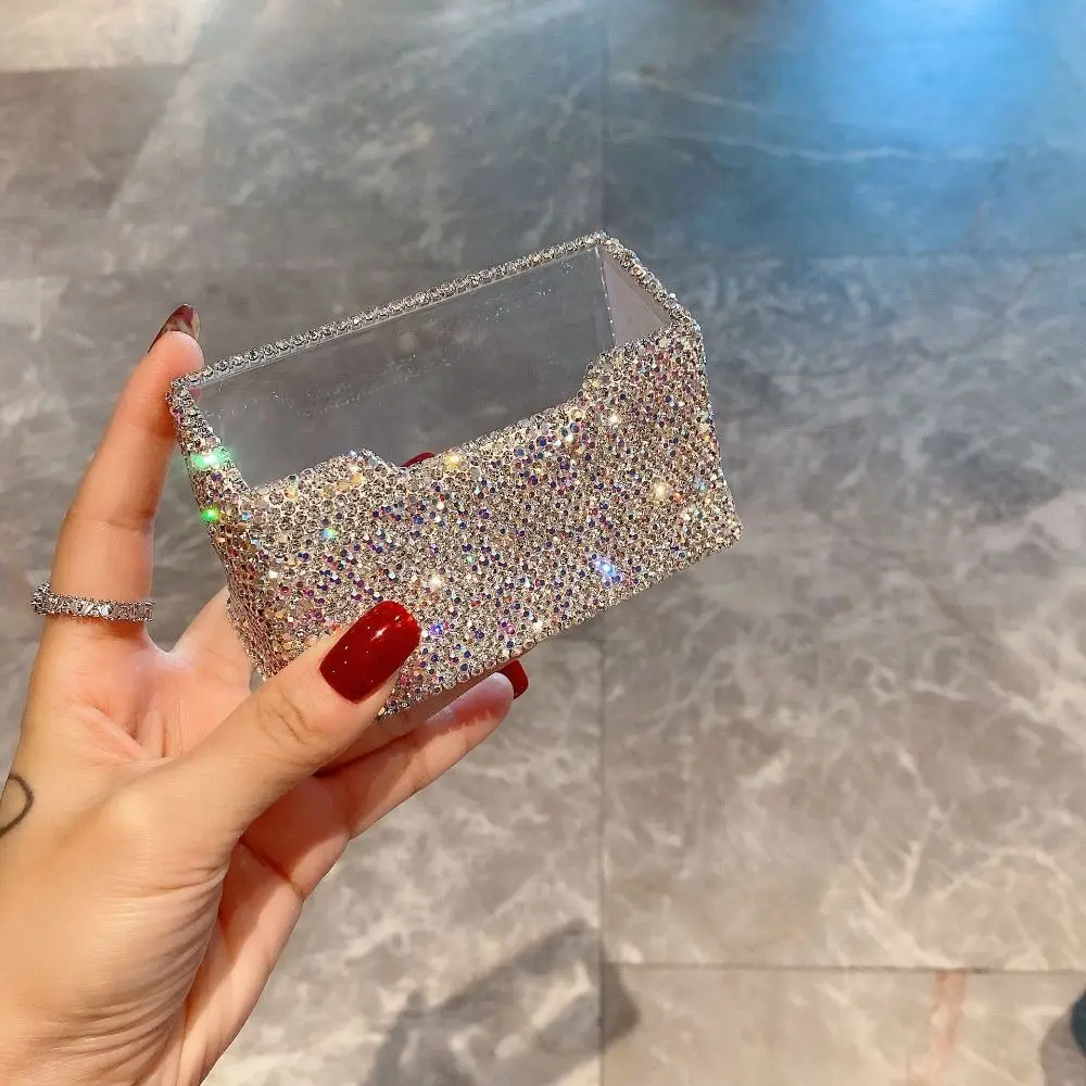 حجر الراين مطعمة حامل بطاقة الأعمال الفاخرة مربع اسم بطاقة حالة بطاقة تخزين الاكريليك بطاقات الأعمال عرض أصحاب