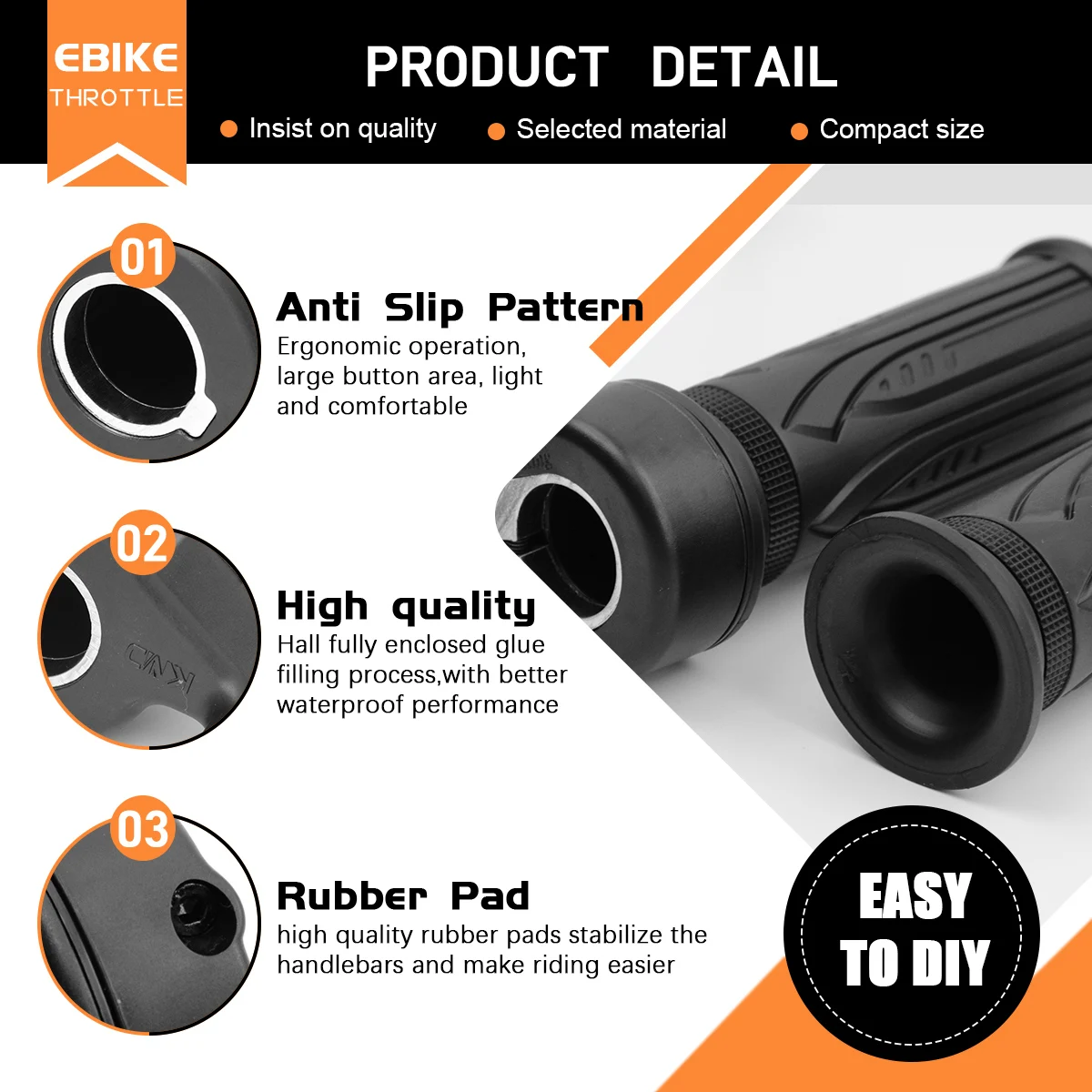 

5Pcs Electric Bike 22X Full Twist Throttle Speed Accelerator SM/Waterproof Connector for Ebike Scooter Mountain Bike Accessories