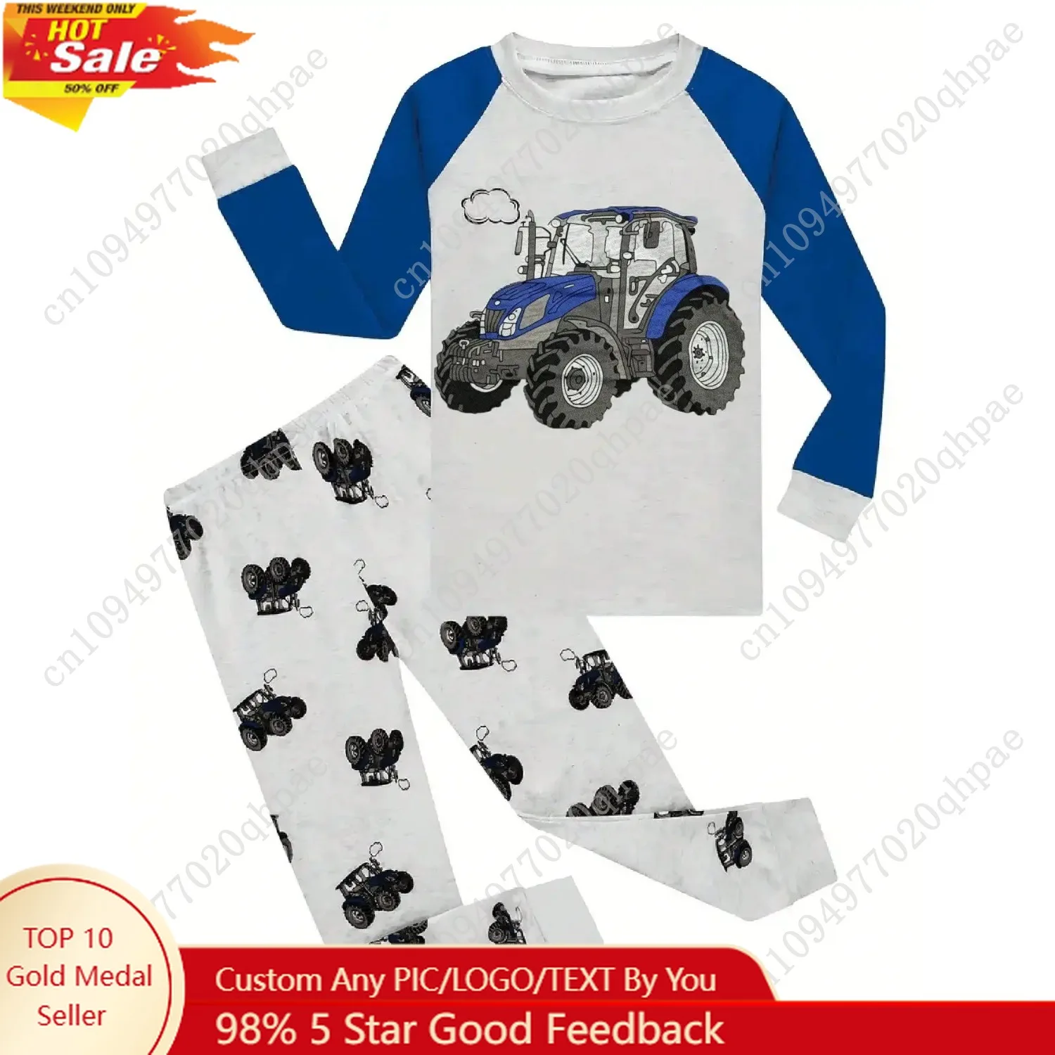 

Toddler Boys Long-sleeved Truck Print Pajamas Sets Kids Boy Home Wear Set Cartoon Pajamas Two-piece Set