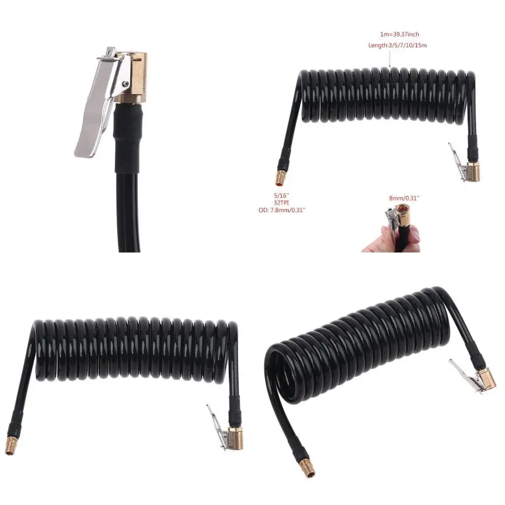 

R9UF 10/16/23/49 ft Recoil Air Hose Air Compressor for w Fine Thread & Self-Locking C