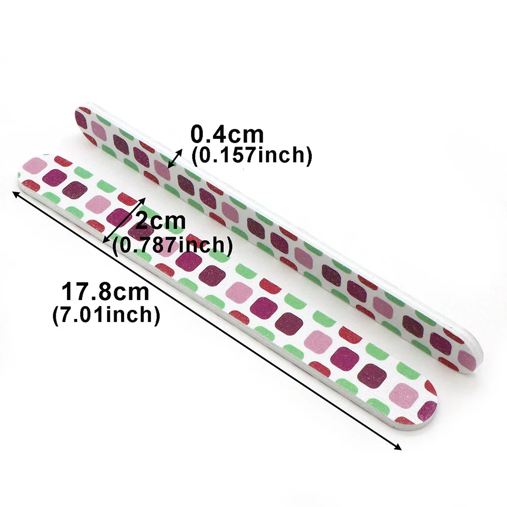 50 Stuks Schuurpapier Nagelvijlen Recht Professionele Dubbelzijdig 180/180 Grit Schuren Bestand Buffers Kleurrijke Manicure Pedicure Gereedschap