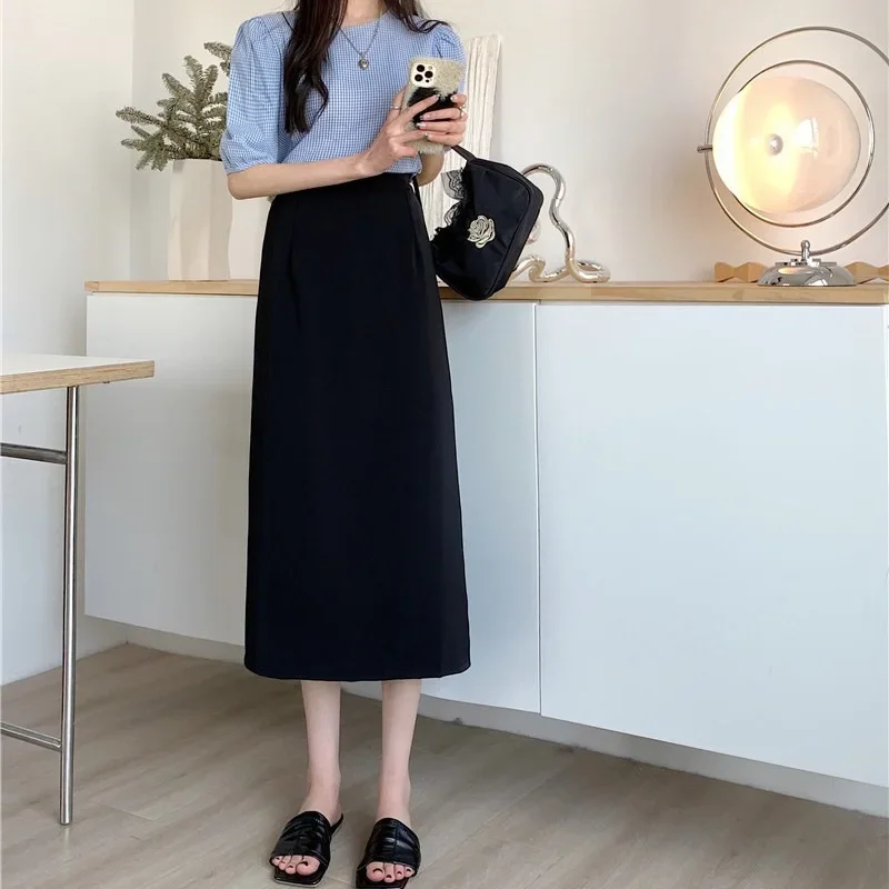 plus Size Summer High Waist Suit Style Mini Skirt Women's A-Line Flared Hemline Slimming Black Skirt for plus Size Women