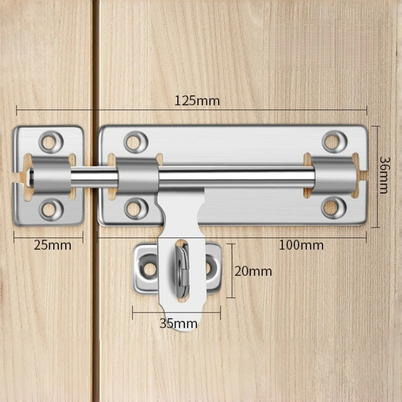 Solid Sliding Bolts Door Lock Stainless Steel Safety Latch Hasp for Gate Toilet Door Home Improvement Hardware Accessories