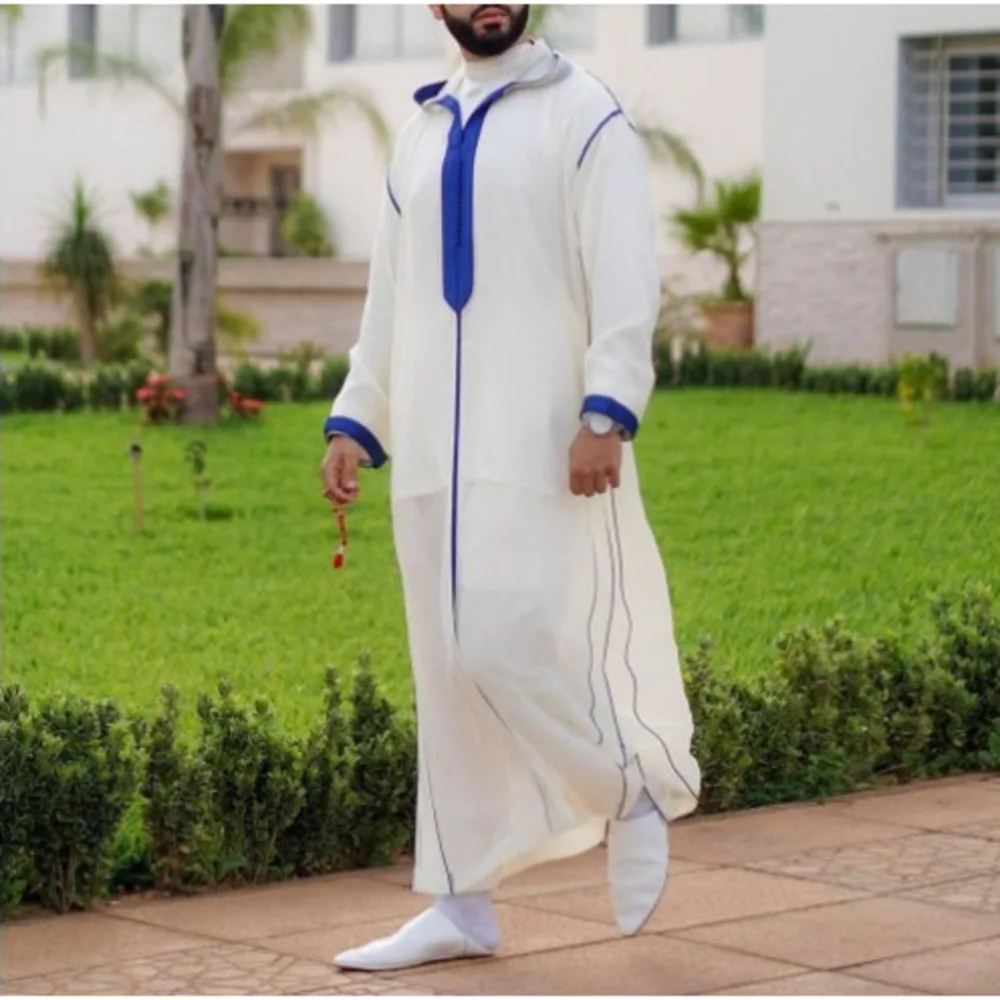 Abaya Jellaba สำหรับชายอิสลาม Kameez Thobe ใหม่อาหรับชาย Hooded เสื้อมุสลิม Robe แขนยาว Galabia Musulamne Boubou man Qamis