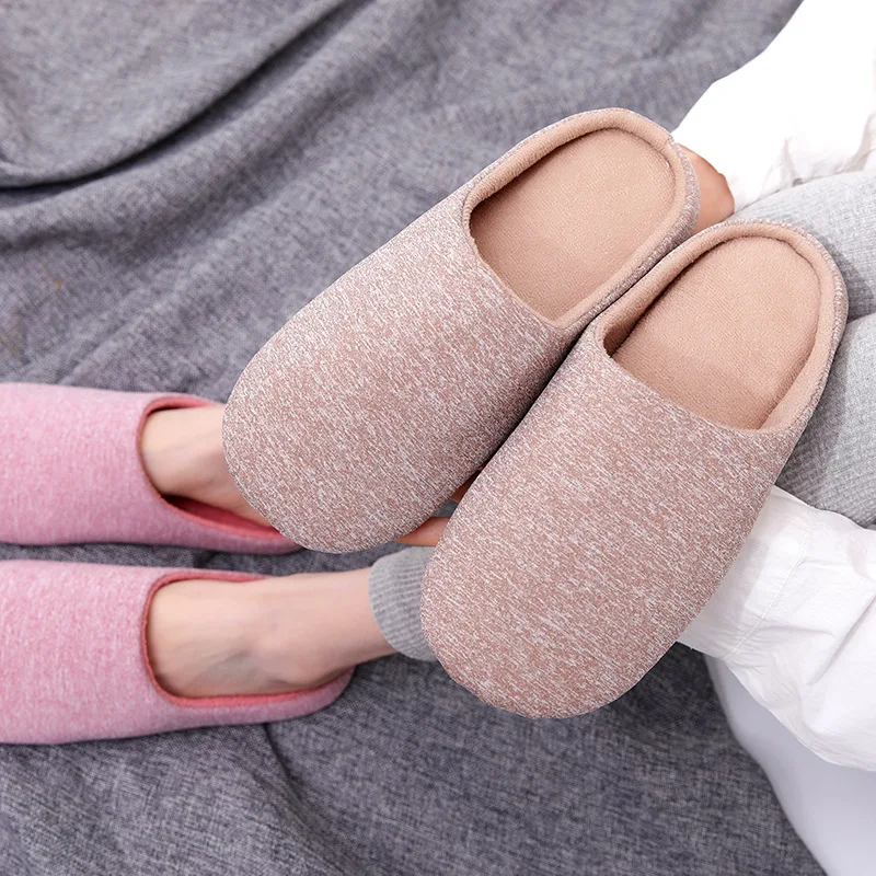 Women Slippers House Soft Home Cotton Slippers Autumn Winter Indoor Light Floor Shoes Men Silence Slides Bedroom Silent Flats