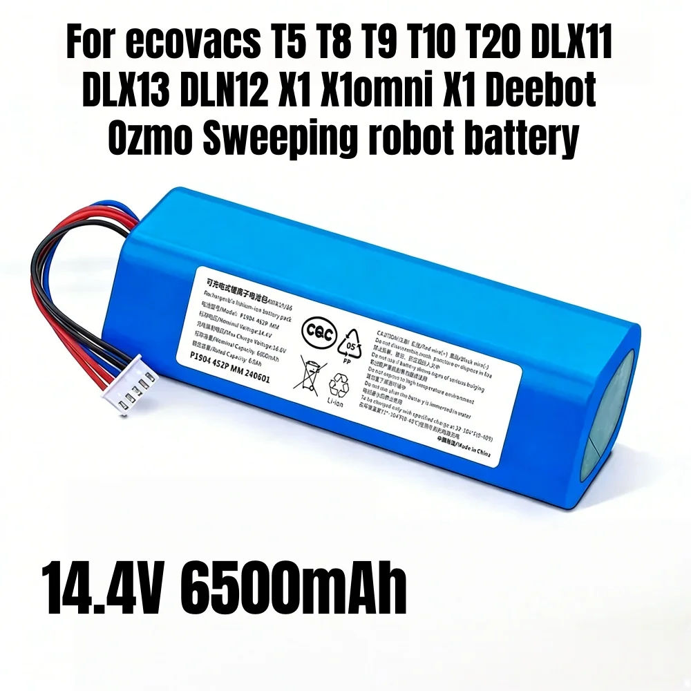 

14.4V 6500mAh Battery Replacement for Ecovacs Deebot T5 T8 T9 T10 T20 DLX11 DLX13 DLN12 X1 X1omni X1 Deebot Ozmo Sweeping robot