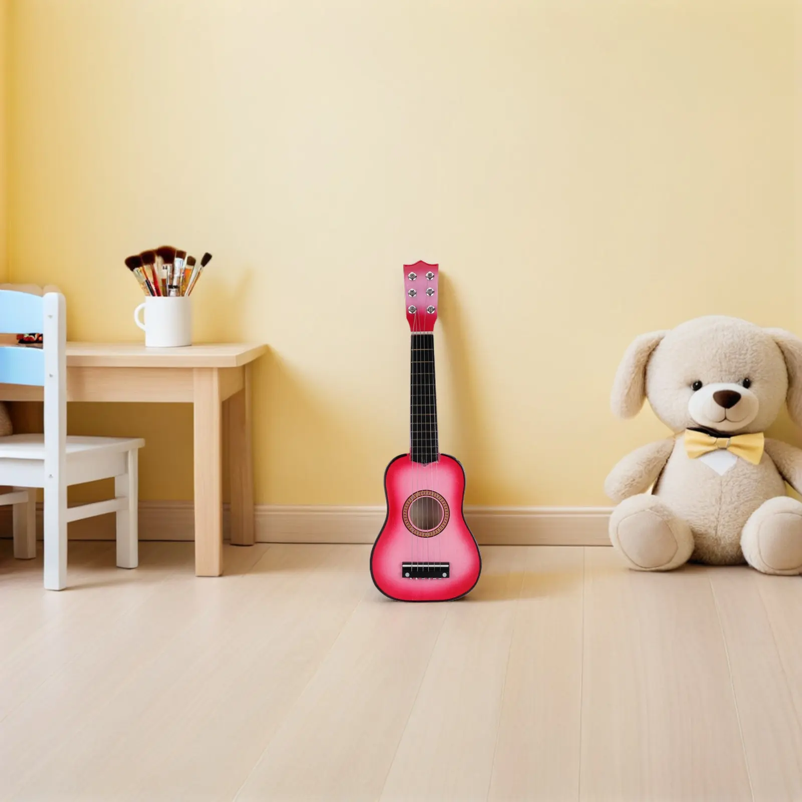 21 Inch Small Acoustic Guitar for Children Kids Beginner Wooden Musical Instrument Portable Lightweight Full Sound Quality Low