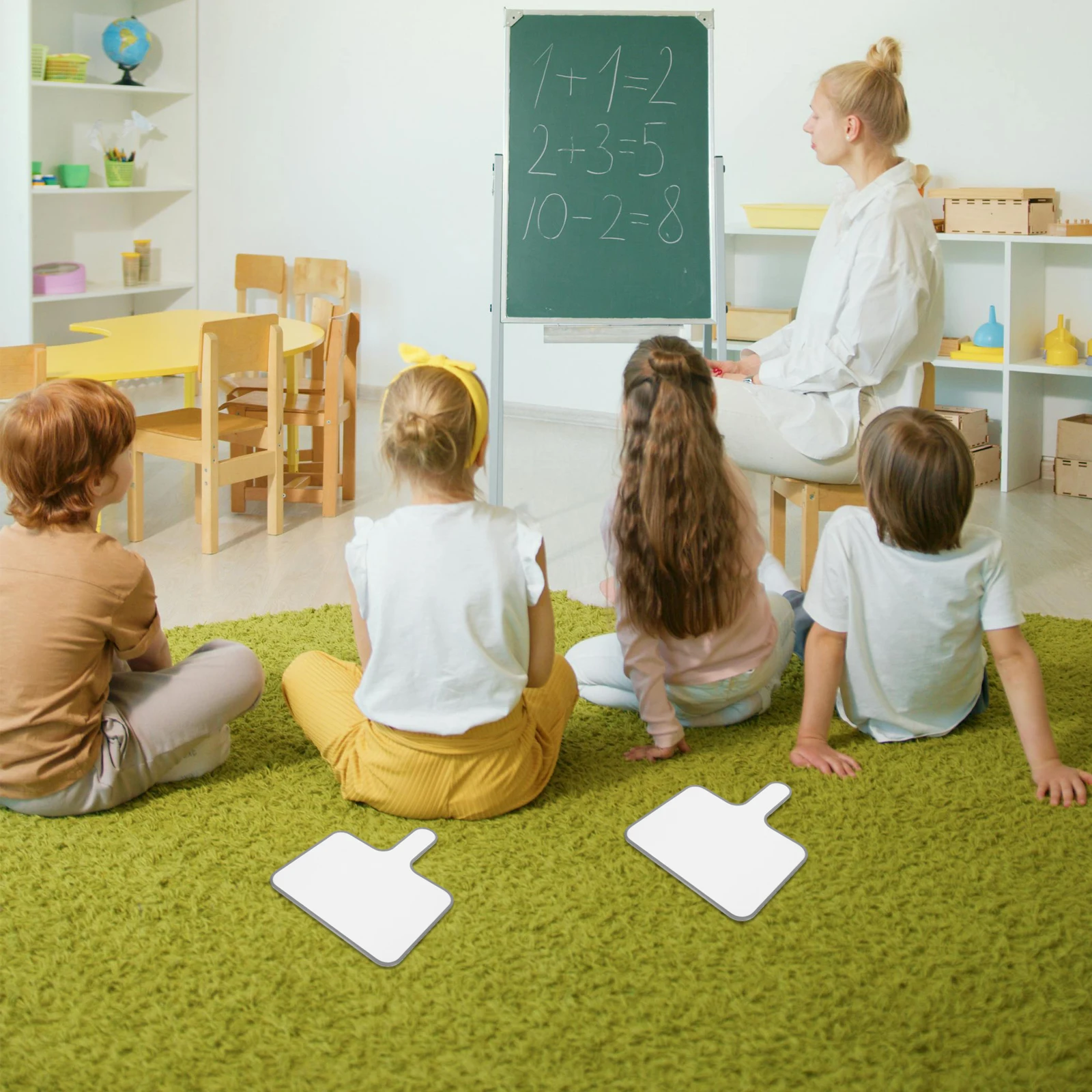 

Compact Handheld Whiteboard Dry Erase Answer Paddle for Scoring Voting Classroom Games and Interactive Learning