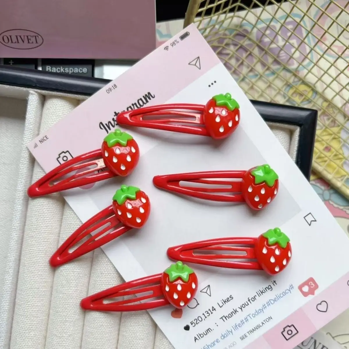 

Cute Red Strawberry Bb Clip Sweet Girl Front Hair Clip 2025 Lolita Student Hair Clips for Women Y2k Accesorios Para El Cabello