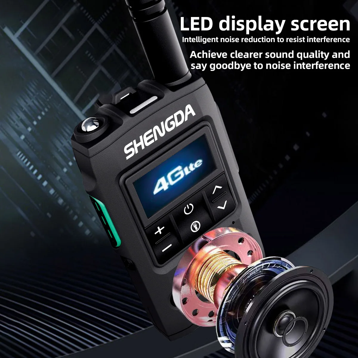 SHENGDA 7500-4G POC ポータブル無線機 5000KM タイプC急速充電内蔵懐中電灯とGPS測位機能付き