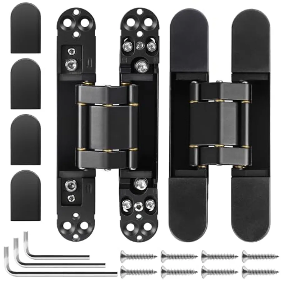 

2Kits ch Staless Steel Hidden Door Hges -visible Hges for Doors, 80 Degree Swg Concealed Door Hges, 3 Way Adjustable for Heavy