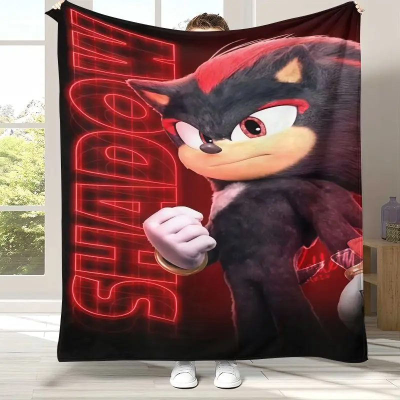 Cartoon S-Sonic Rings K-Knuckles Game Flannel Throw Blanket,Cozy Warm Blanket for Bed,Sofa,Living Room,Picnic,Camping,Home Decor