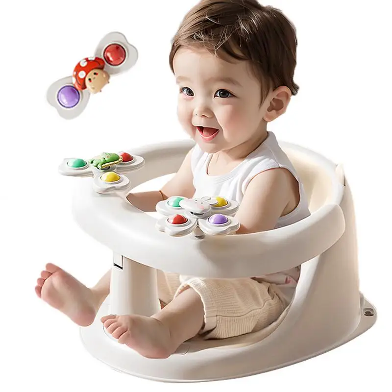 

Sitting Bath Seat For Baby Bathing Chair For Toddler Non-Slip Baby Bath Seat For 1-3 Years Old With Spin Toys For Play And