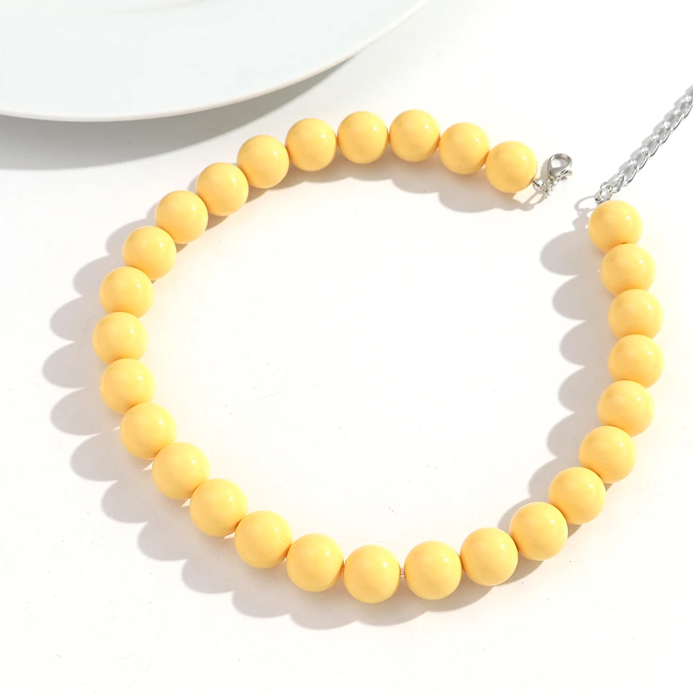 Boho Kleurrijke Acryl Grote Bal Kraal Ketting Trendy Handgemaakte Ronde Choker Kettingen voor Vrouwen Man Statement Sieraden Cadeau