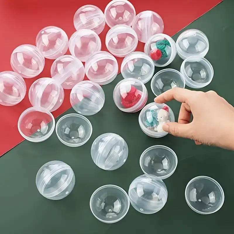 100pcs Empty Clear-Colored Round Capsules Plastic Capsule Dispenser Grab Balls Gumball Claw Machines Prizes Plastic Containers