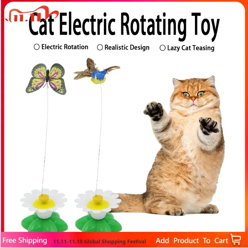 

Interactive Cat Toy with USB Charging, Rotating Butterfly, Noise Ball, Bouncing Fish - Play-Catch Training, Realistic Design