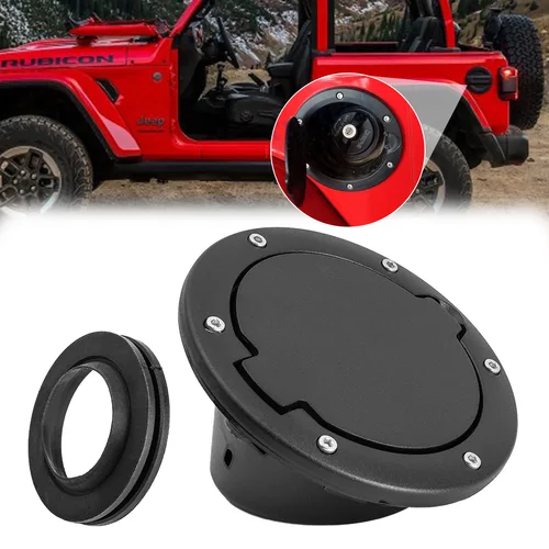 Imagen 1 del producto Tapa de combustible para coche, accesorios de cubierta de tapa de tanque de gasolina para puerta de llenado para Wrangler JK JKU Unlimited 2007 - 18 2/4 puertas Sport Rubicon Sahara