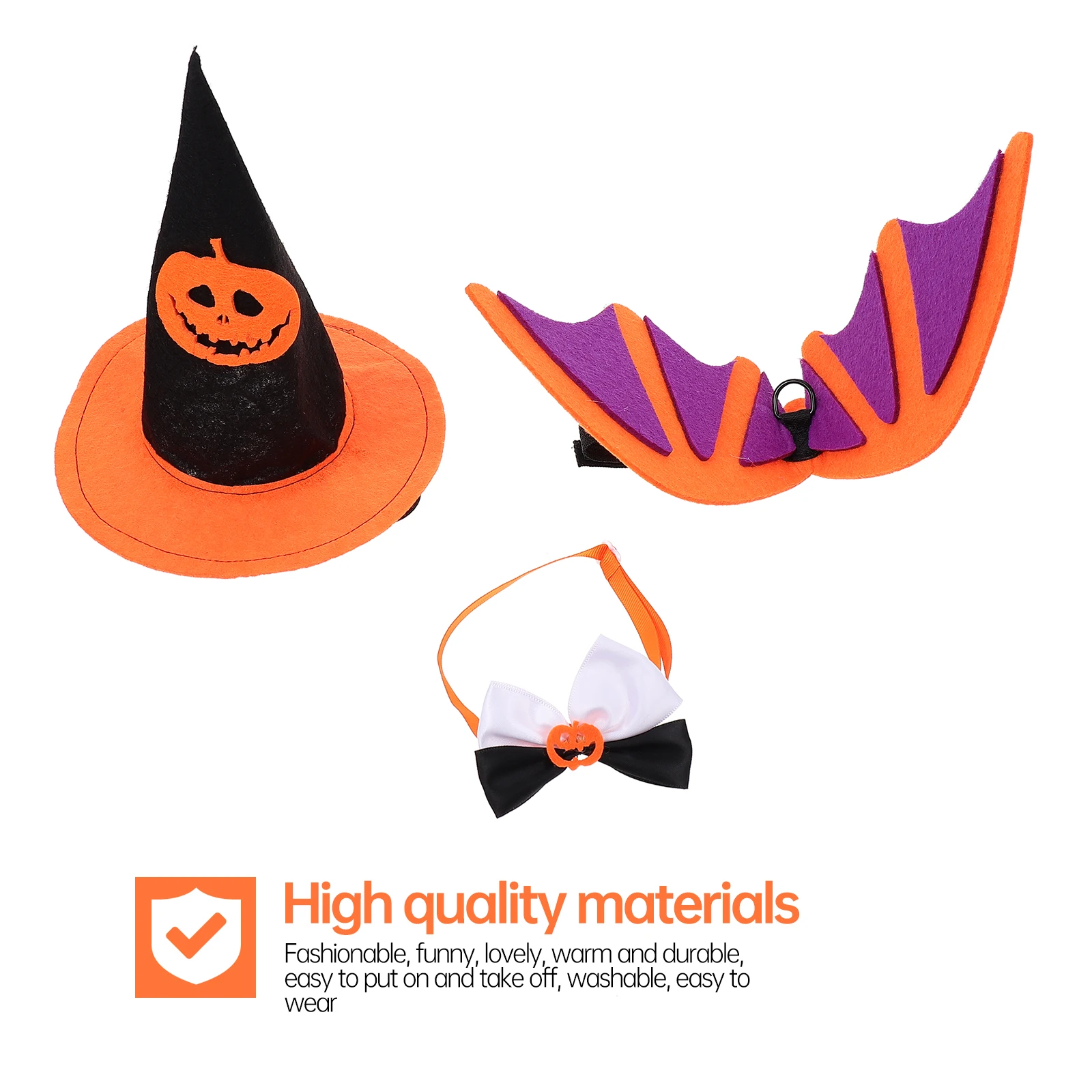 

Halloween Pet Hat Decorative Headdress Costume Set Non woven Fabric Dog Cat Warm Washable Reusable Wing Pattern Pumpkin Hat