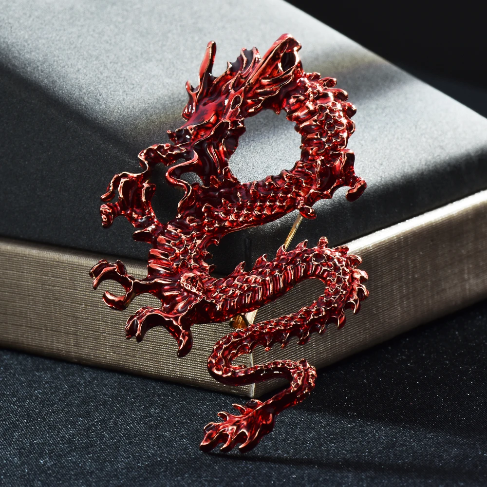 China Dragon Brooch Pins 4 Colors For Dragon Born People Gift