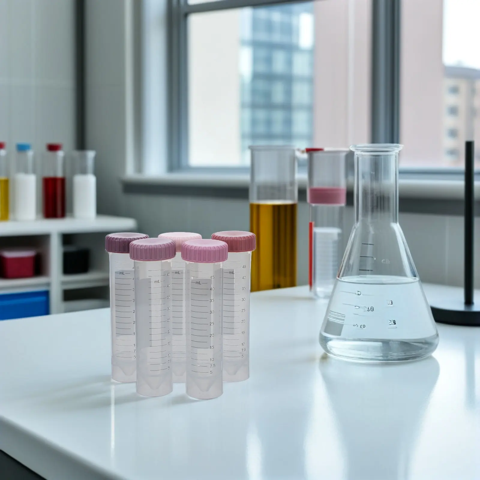25Pcs Laboratory Centrifuge Tubes 50Ml Polypropylene Conical Leakproof Screw Caps High Transparency Graduated Test Tubes
