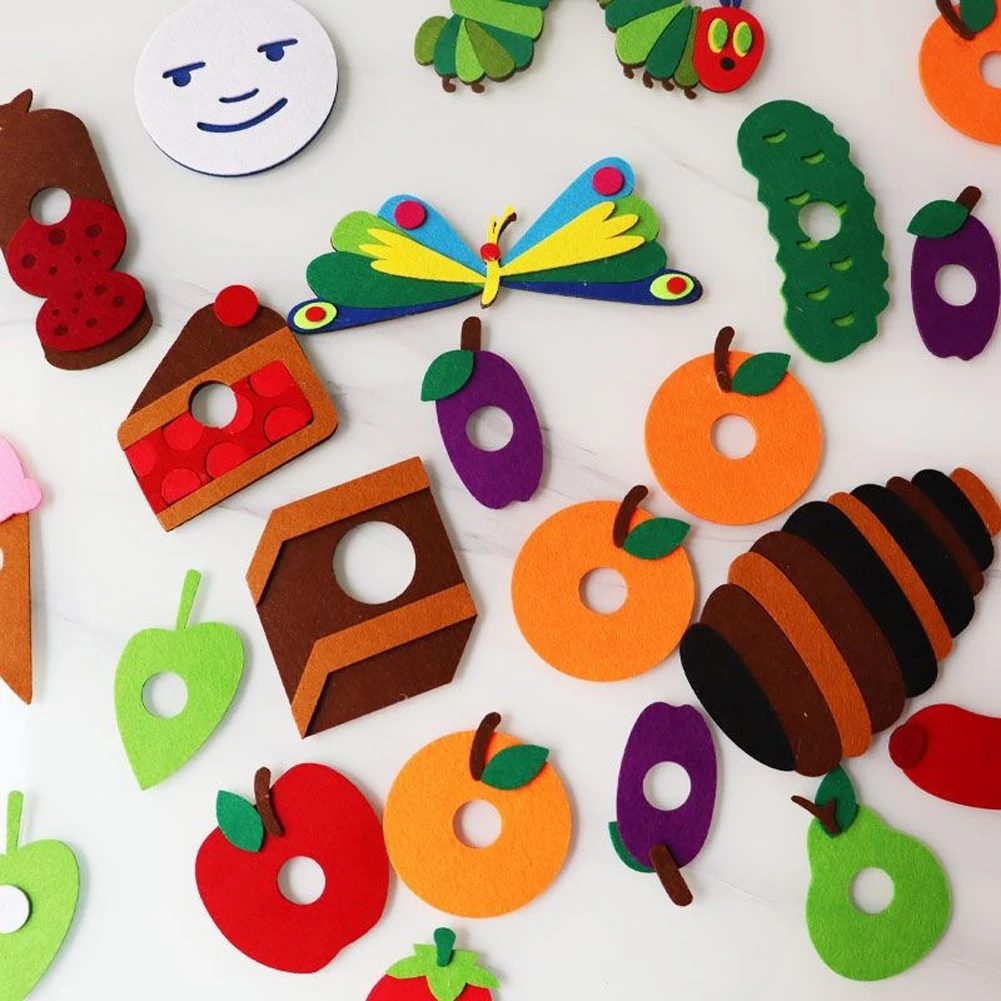 Hot Sell Hungry Caterpillar  Performance Props Felt Toys English Picture Books Teaching Aids Interactive Hungry Caterpillar Toy