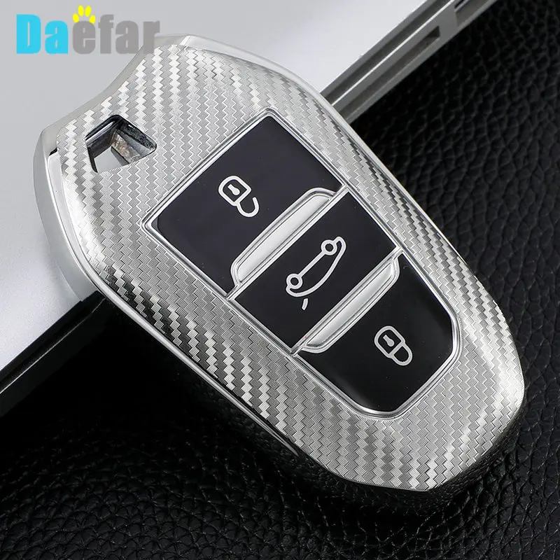 Z włókna węglowego TPU samochodów inteligentne etui na klucz pokrywa dla Peugeot 308 3008 508 5008 408 4008 208 301 407 dla Citroen C4 C6 C3-XR Picasso DS