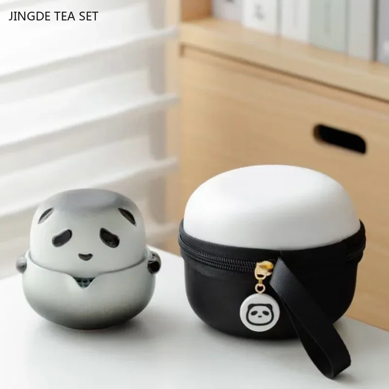 

Creative Ceramic Panda Quick Cup Portable Travel One Pot One Cup Tea Set Custom Teaware Accessories Chinese Beauty Filter Teapot