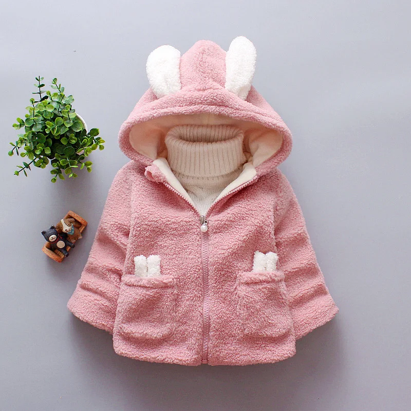 Winter New Thick And Warm Baby Girl Long Sleeved Coat, Cartoon Cute Children\'S Clothing For 9 Months To 3 Years Old