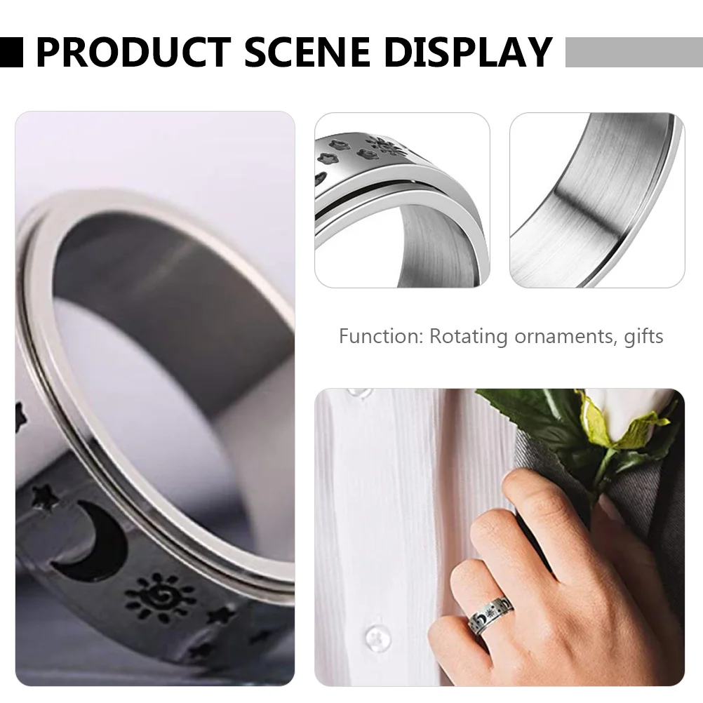 

Stainless Steel Couple Ring Rotatable Design Creative Finger Jewelry Titanium Steel Spinner Ring For Men Women Ideal Gift
