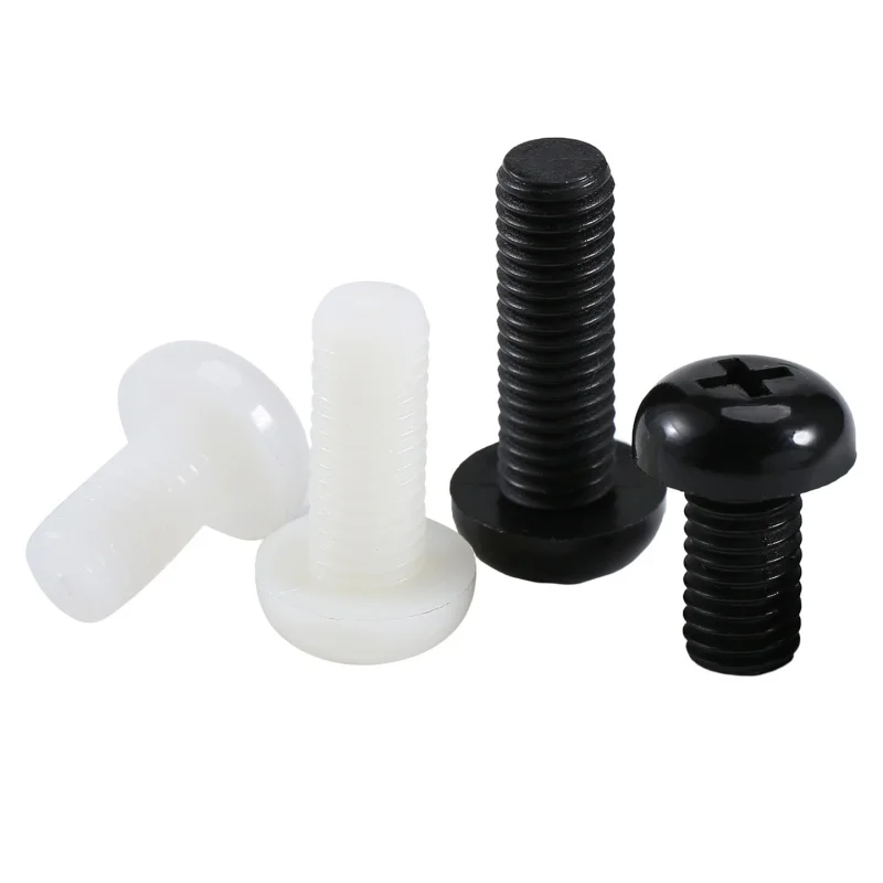 2mm 2,5mm 3mm 4mm 5mm 6mm 8mm negro blanco Nylon Phillips cabeza plana perno aislado plástico Cruz cabeza redonda tornillos métricos