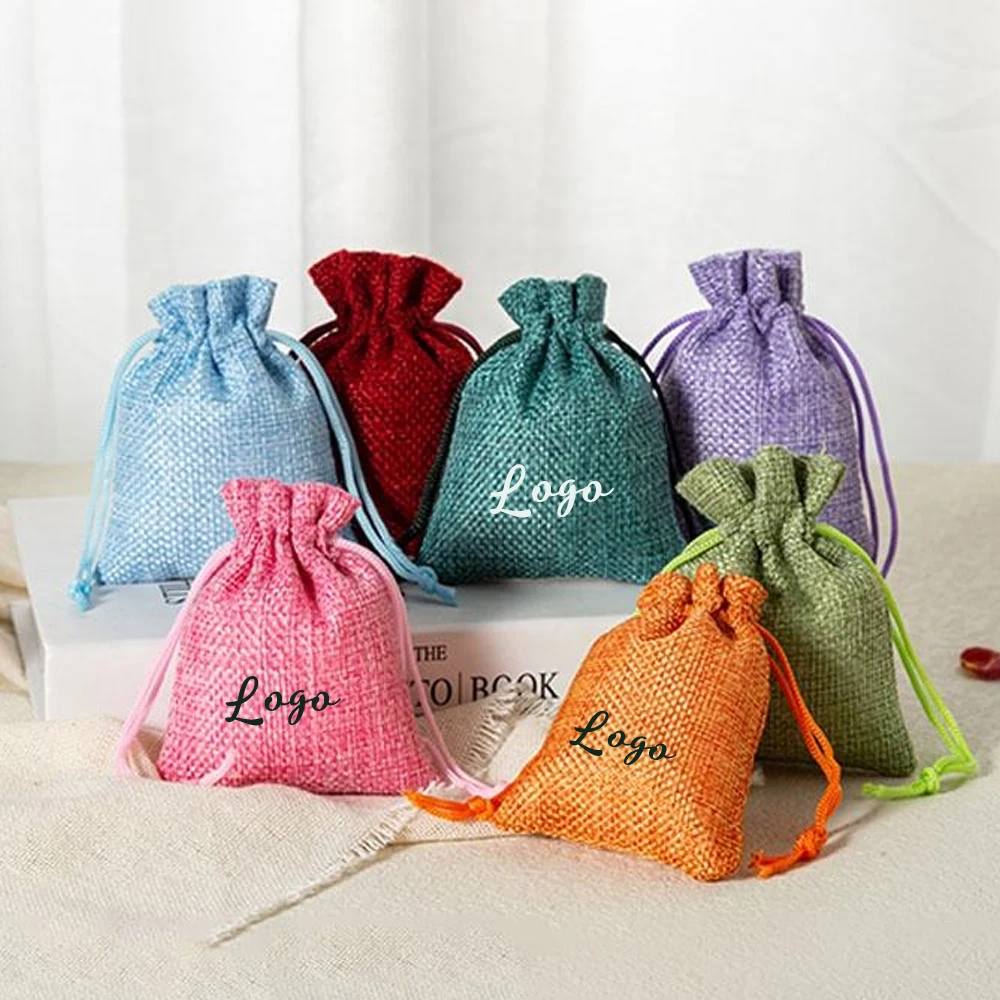 

Подарочные пакеты из натуральной льняной мешковины на шнурке с джутовым атласным мешочком для свадебных вечеринок, ювелирных изделий, серег, парфюмерных свечей, декоративная упаковка