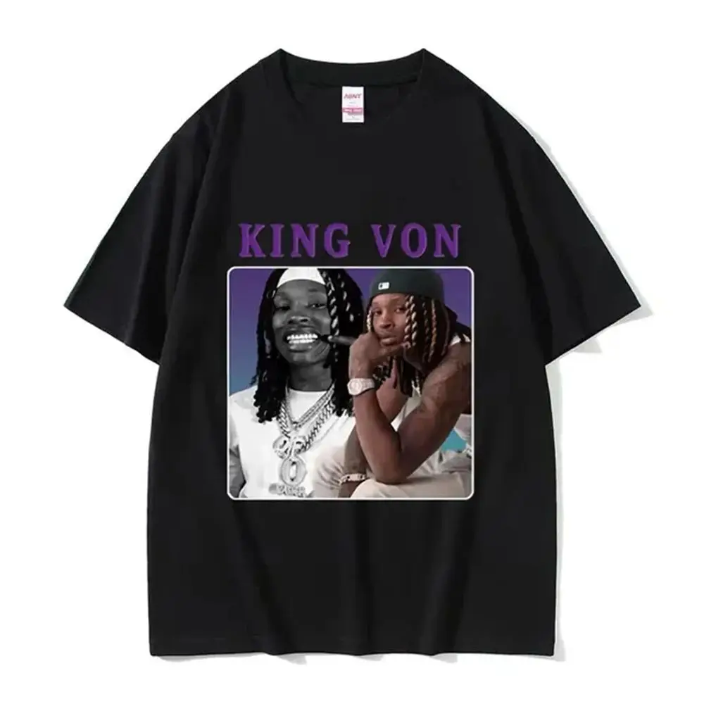 

Rapper K-King Von Graphic T Shirt Men's Hip Hop Gothic Fashion Short Sleeve T-shirts Oversized Cotton T-shirt Streetwear