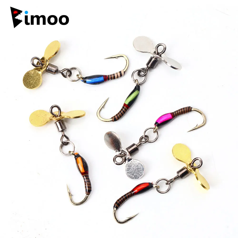 

Bimoo Natural Insect Lures Bait Fly Hooks Flies Fly Fishing Propeller Sequins Fishhook Trout Epoxy Nymph Midge Fly Fishing Lure