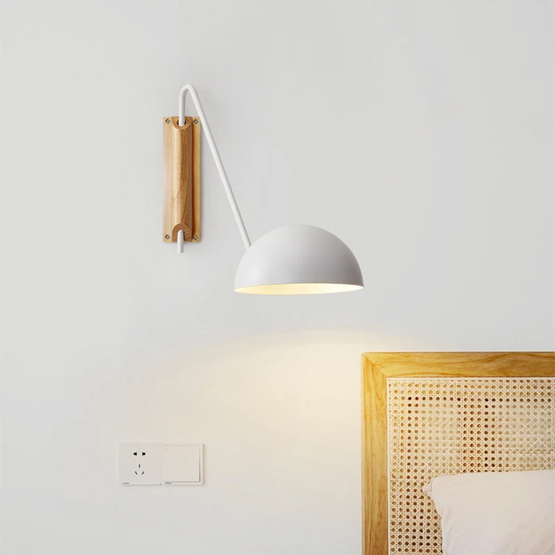 Lámparas de pared de cabecera minimalistas escandinavas, brazo oscilante giratorio, luz colgante de pared de hierro, decoración del hogar,