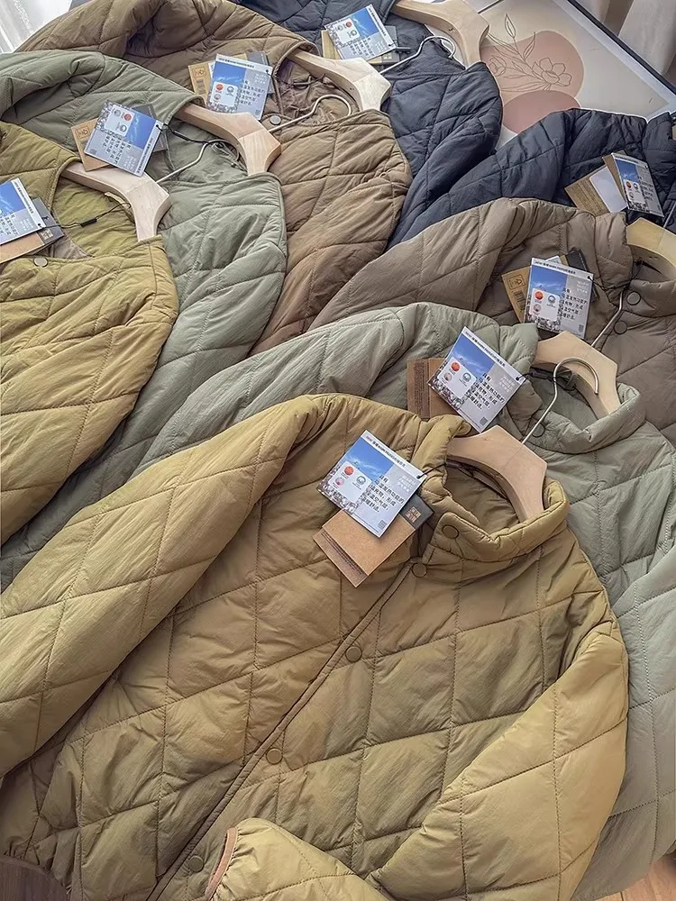 

Deluest Simple Sle Casual Loose Cotton Jaet Warm Stuffed Vest Coat for Couples Commute Winter Long Sve Stand Collar